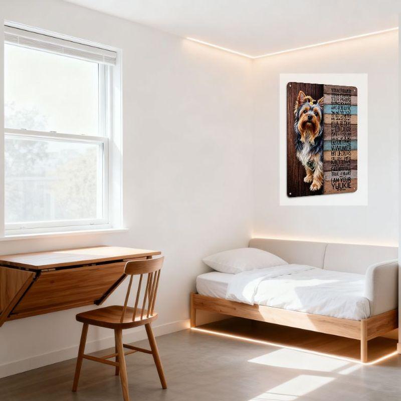 Rustic Yorkshire Terrier Metal Tin Sign, 'YOU’RE MY FRIEND...' Portrait Plaque with Wooden Background for Pet Owner Home Garden