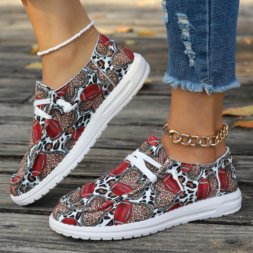 Spring and Autumn Casual Sports Style Printed Canvas Flat Shoes Ladies