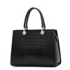 Genuine cowhide leather women's handbag with silk scarf, Chinese style crocodile pattern tote shoulder bag