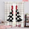 2pcs,2D Plane Printing Contemporary Curtains Buffalo Plaid Christmas Tree Merry Bright Polyester Easy Install (without Rod)