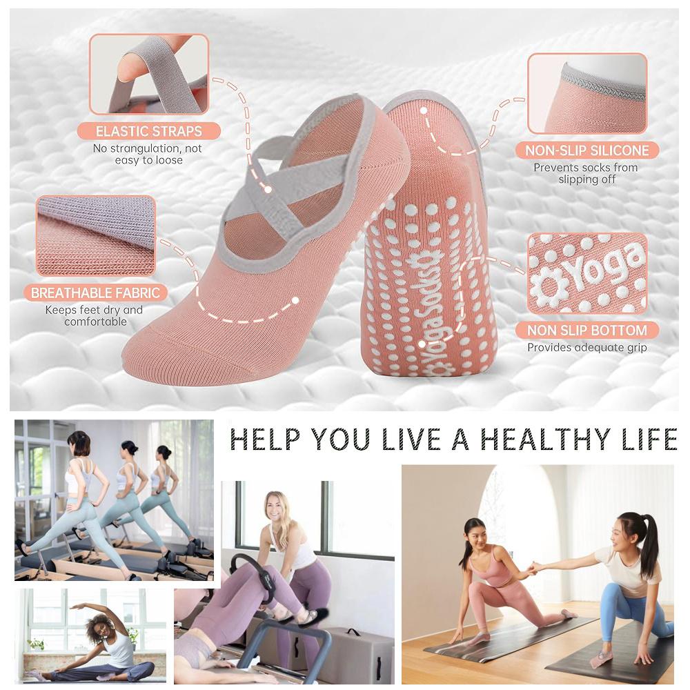 3 Pairs Grip Pilates Socks for Women – Non-Slip Yoga Socks for Ballet, Dance, and Workouts