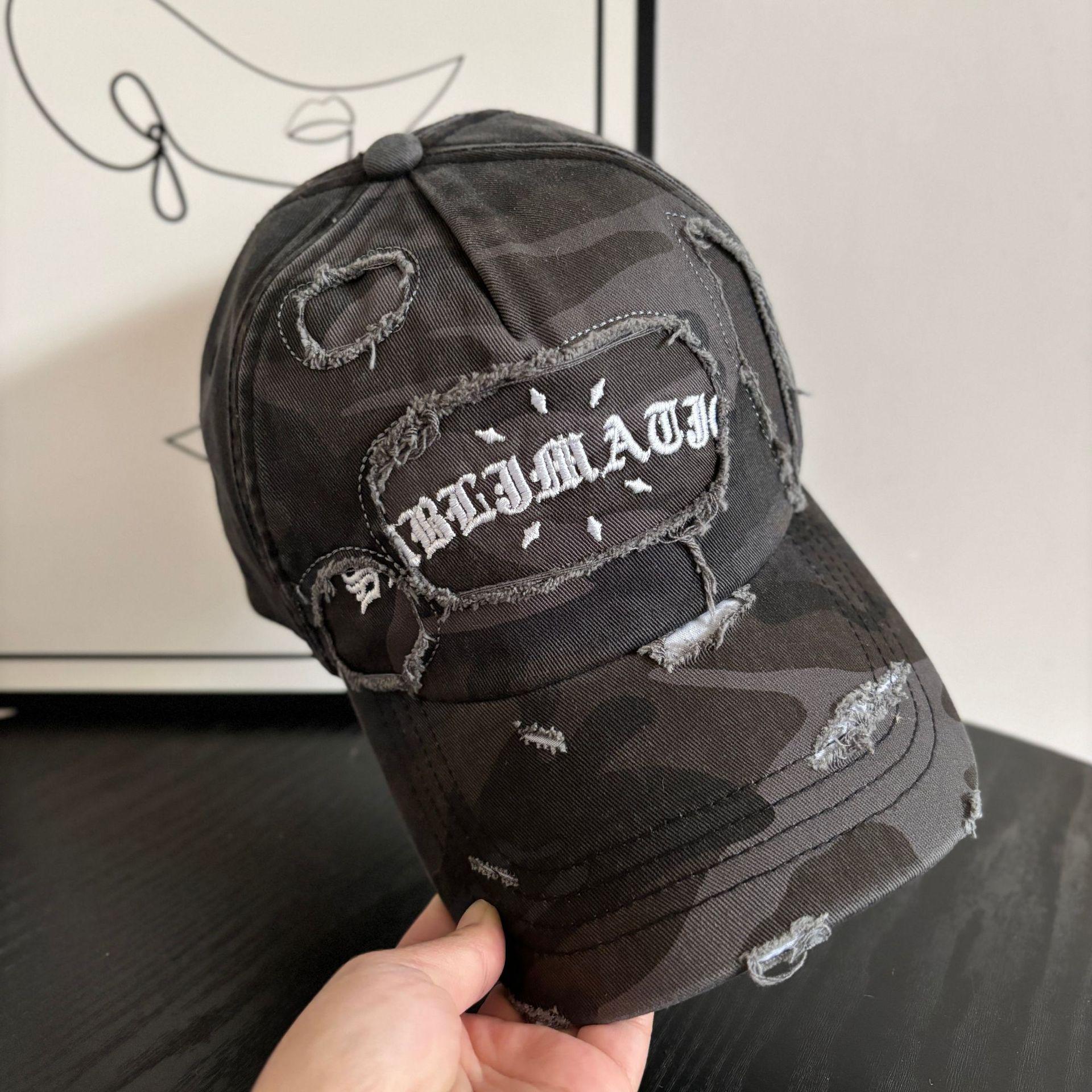 

Бейсболка с камуфляжным рисунком в стиле ретро для женщин, старая и изношенная уличная марка Tide, глубокая кепка, с небольшим приливом M（56-58cm） чёрный