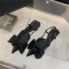 Fashion SUOJIALUN 2024 Spring New Women Sandal Fashion Big Bow-knot Ladies Elegant Slingback Shoes Flat Heel Outdoor Dress Mules Sandal