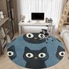 1pc Black Cat Pattern Office Round Area Rug, Indoor Mat Suitable ForOffice, Under Office Chairs Bedroom Living Room Home Decor, Room Deco q024
