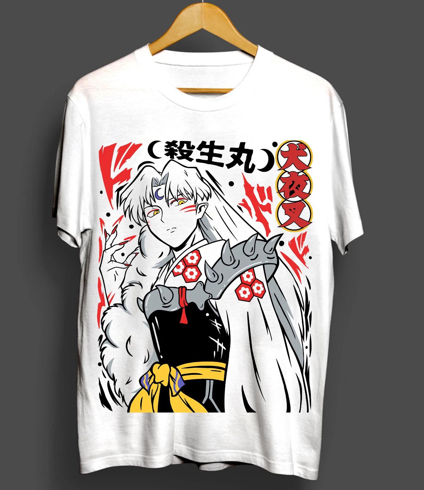 

2026 New Year Inuyasha Sesshomaru Tshirt Red Moon Inu Yasha Girl Anime Manga Gifts Womens Shortsleeved Shirt - Men s Summer C... 5XL різнокольоровий