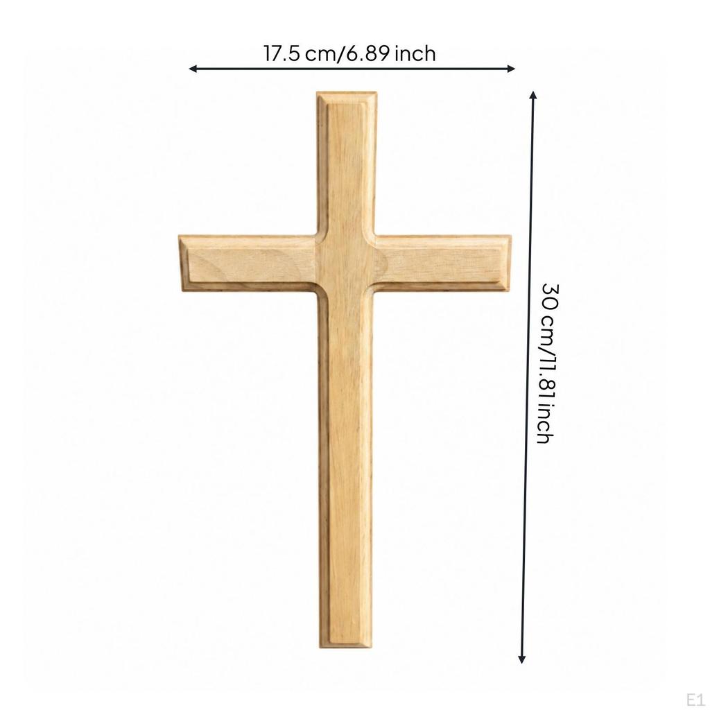 Wooden Wall Cross Smooth Polished Angled Edges 25CM Red