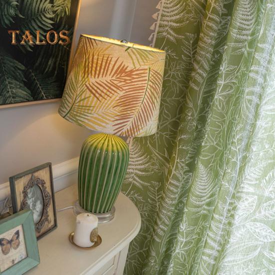 Fönstergardin blekningsbeständig Lätt att underhålla Snygga bladmönstergardiner med tofsar för hemmets sovrum