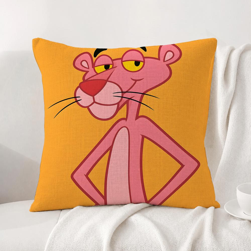 Character Pink Panther Cushion Cover Natural Linen Pillowcase Set AllinOne Decor Cushion Cover for Sofa Bedroom Chair