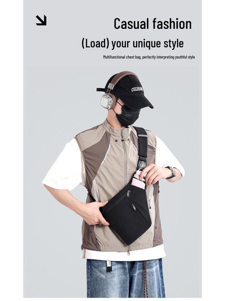 Men's Multifunctional Crossbody Triangle Bag - Casual Shoulder and Sports Chest Bag for Outdoor Cycling