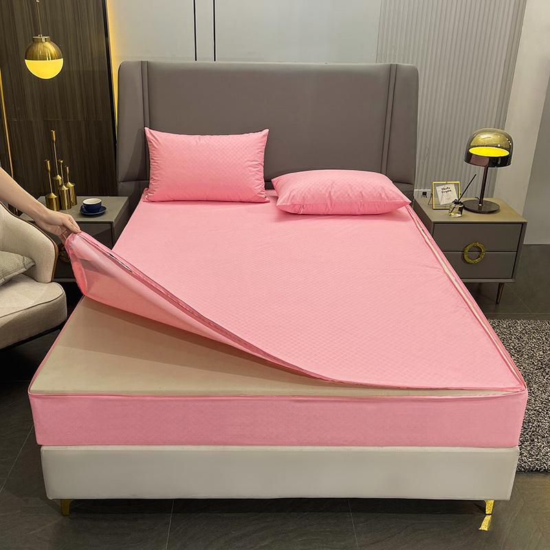 

6-сторонний полностью закрытый водонепроницаемый чехол для матраса с застежкой-молнией, антибактериальный, пыленепроницаемый, простыня на резинке, постельное белье для кровати размера «queen-king» 2xPillowcase 48x74cm