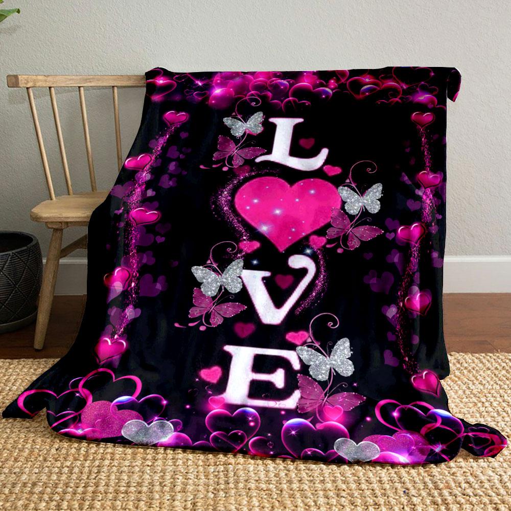 

Love Heart Butterfly Print Blanket bedroom Blanket for Livingroom Couch lunch break Soft throw for Friend s festival Gift 80cm x 120cm
