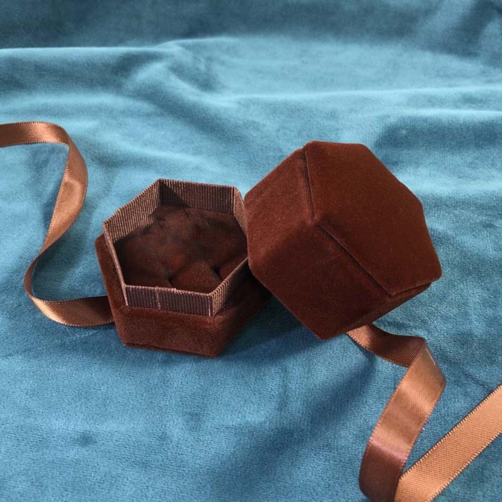 Ribbon Flocking Ring Box Velvet Ring Display Case Portable Jewelry Organizer  Spouse