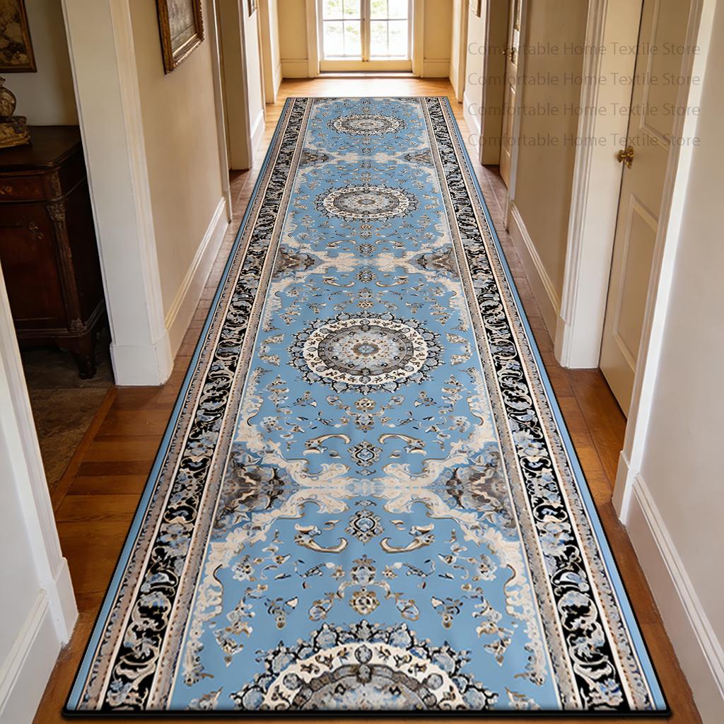 Luxurious European Patterns Long Corridor Carpet Decoration Doorway Stairway Antiskid Rug Easy Clean Lint-free Long Runner Mats