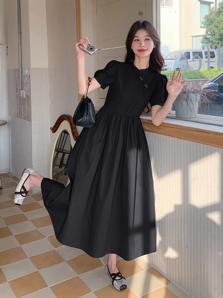 Blue New Chinese Dress, Summer Women's New Cheongsam Improved, Light and Mature, Foreign Style and Thin Long A-shaped Skirt