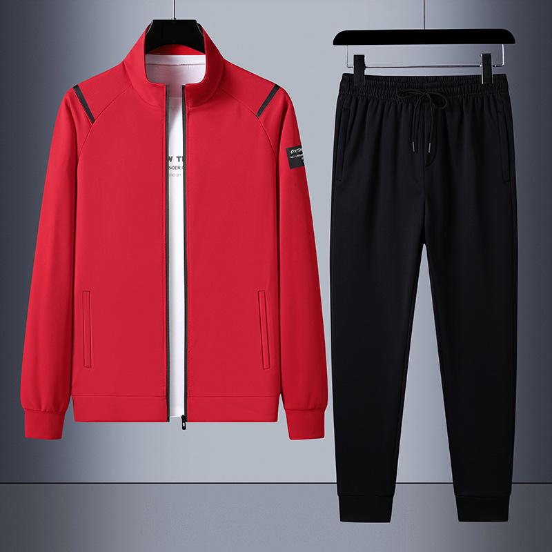 Men's Stand-up Collar Sports Suit: Jacket, Sweatshirt, Long Pants - Plus Size, Trendy Autumn/Spring Wear