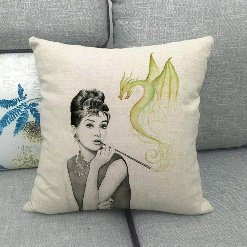 Portrait Oil Painting Of A Celebrity Digital Printing Short Plush Pillow Covers For Car Sofa Office Cushion Cover Home Goods