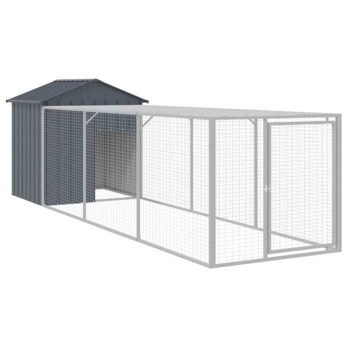 VidaXL Chicken Coop with Run Anthracite 117x405x123 Cm Galvanized Steel 3189069