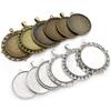 5pcs/lot 35mm Inner Size Antique Bronze and Silver colors plated Vintage baroque Style Cabochon Base Setting Charms Pendant 