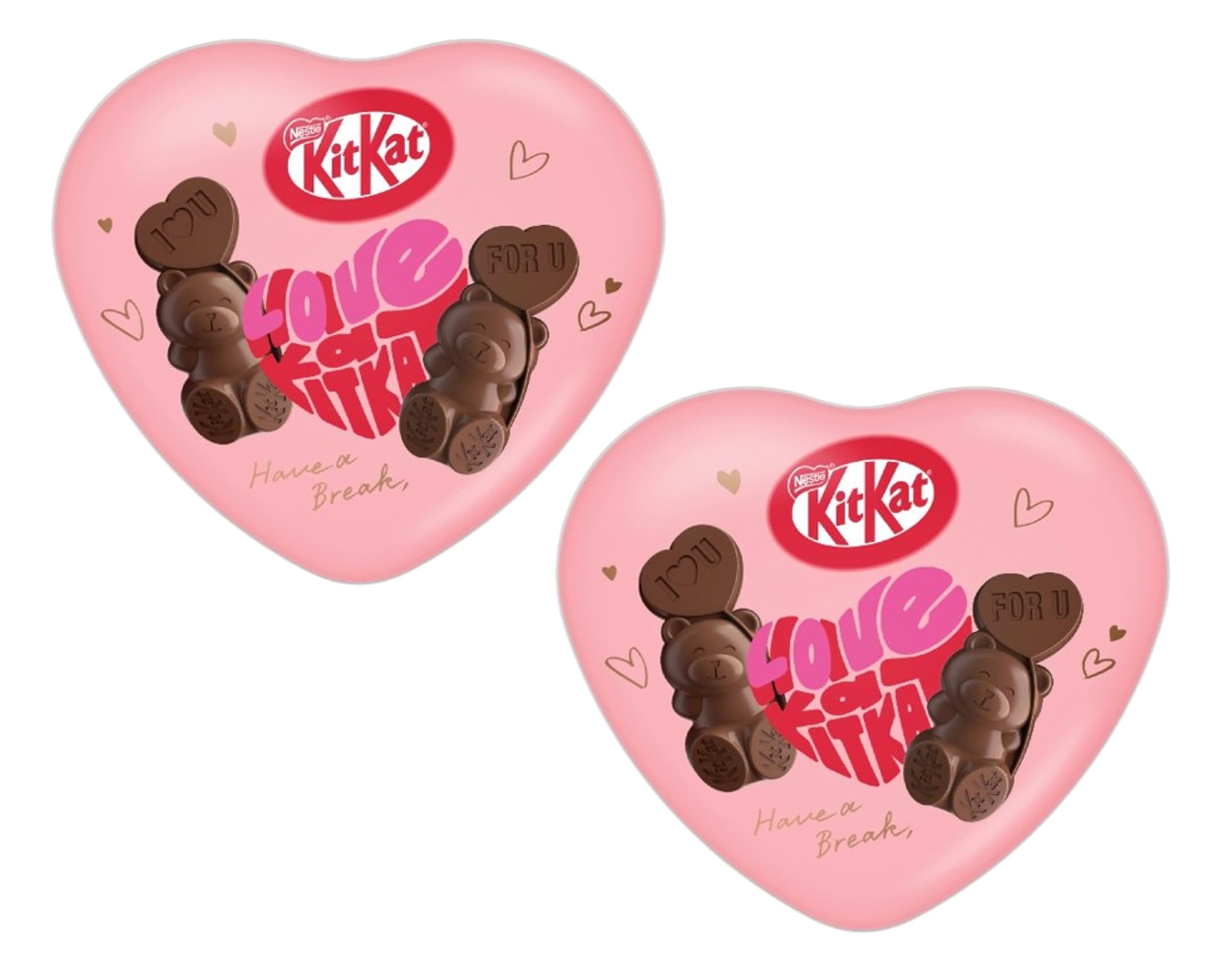 

Kit Kat Heartful Bear Heart Cans 7 шт. 2 банки Bear Heart Chocolate Valentine s Day Gift [Оптовая закупка] (в штучной упаковке)