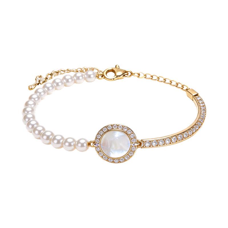 Elegant Zircon Pearl Beaded Bracelet - Luxury Holiday Style for Women
