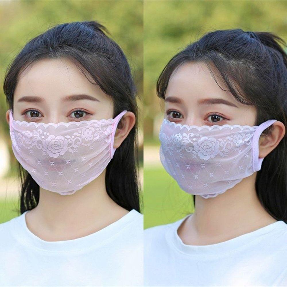 Wandern UV-Schutz Hängende Ohr-Maske für Frauen Sonnenschutzmaske Gesichtsschutz Spitzenmaske Gesichtsschild