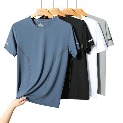 Sommer Eis Seide Herren Outdoor Kurzarm T-Shirt Dünnes Kurzarm T-Shirt Herren Schnelltrocknendes Sportoberteil