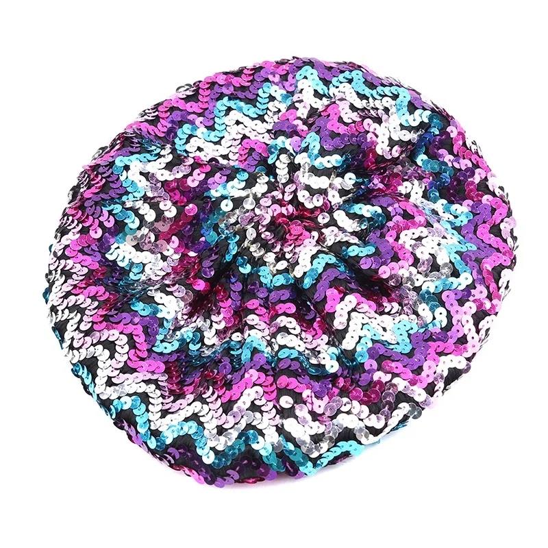 

Практичные береты с пайетками для женщин, меняющая цвет волшебная кепка для сценических выступлений, блестящая шляпа для девочки разноцветный