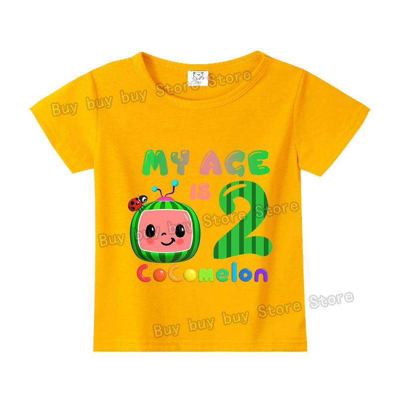 Cocomelons Kids Short Sleeve T-shirt Number 1-9 Cartoon Birthday Children Clothing Summer Sportswear Tshirt Boys Colorful Tee