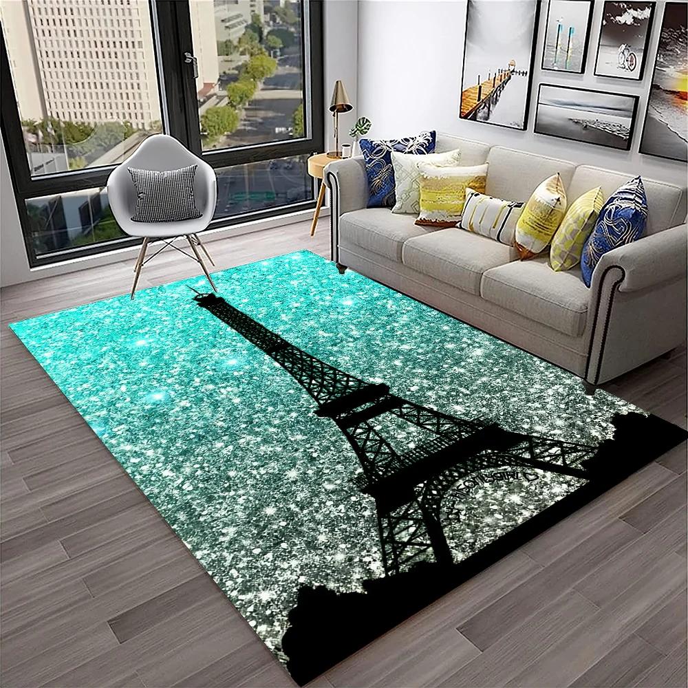 France Paris Eiffel Tower Retro Carpet Rug for Home Living Room Bedroom Sofa Doormat Decor,Kids Play Area Rug Non-slip Floor Mat
