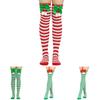 Striking Red-green Stripe Christmas Knee Socks For Women Kids