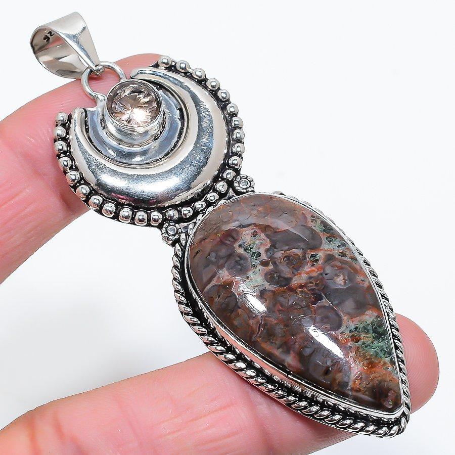 

Butterfly Jasper, Morganite Gemstone Handmade Jewelry Pendant 3.23 SR-10623