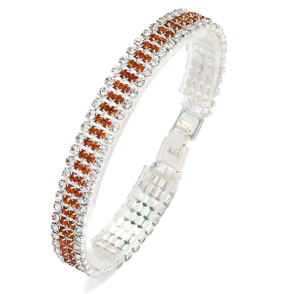 European & American Luxury Shimmering Roman Crystal Bracelet - Women's Full Diamond Claw Chain