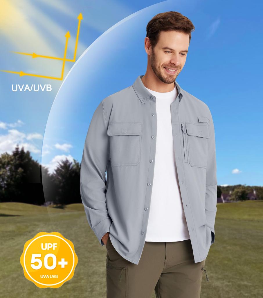 KEFITEVD Outdoor Long Sun Water Tactical Plus Light Size M Men's Shirt, Sleeve, Protection, Repellent, Hiking, Summer, Shirt, Button-Down, Sizes,