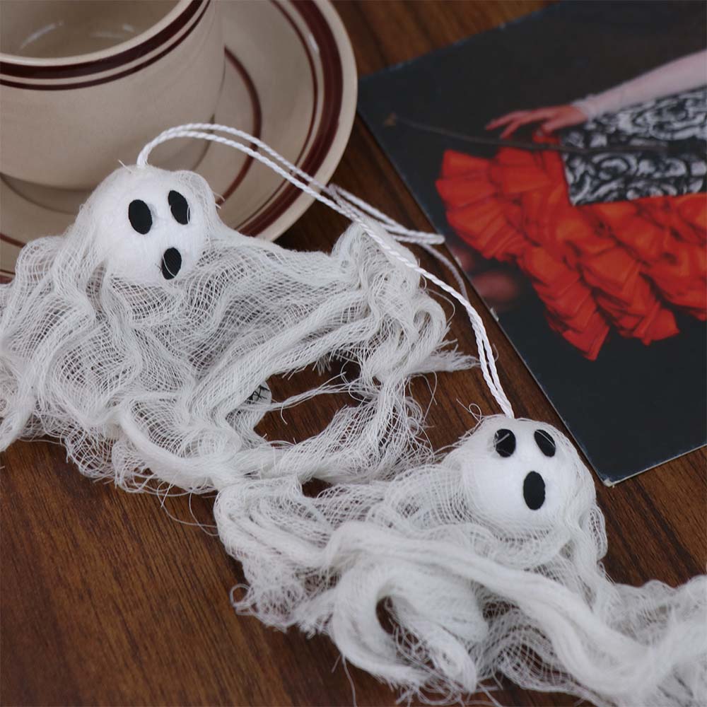 6pcs Trick or Treat White Ghost Pendant Spooky Props Ghost Hanging Ornament  Festive Party Supplies
