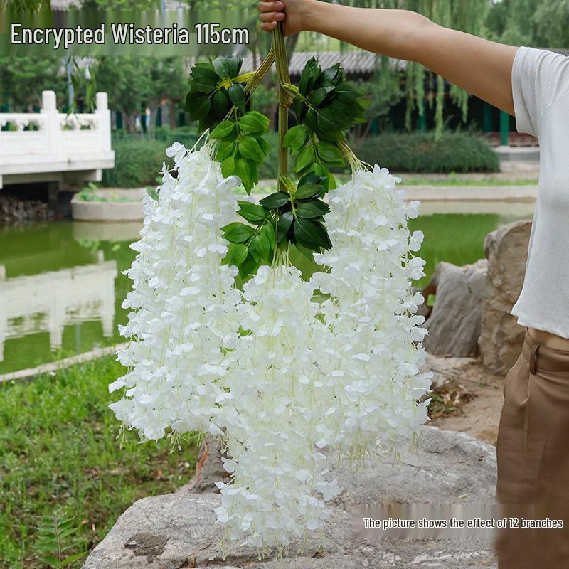 Artificial Wisteria Flower Garland: Violet Hanging Silk Vine for Weddings and Ceiling Decor