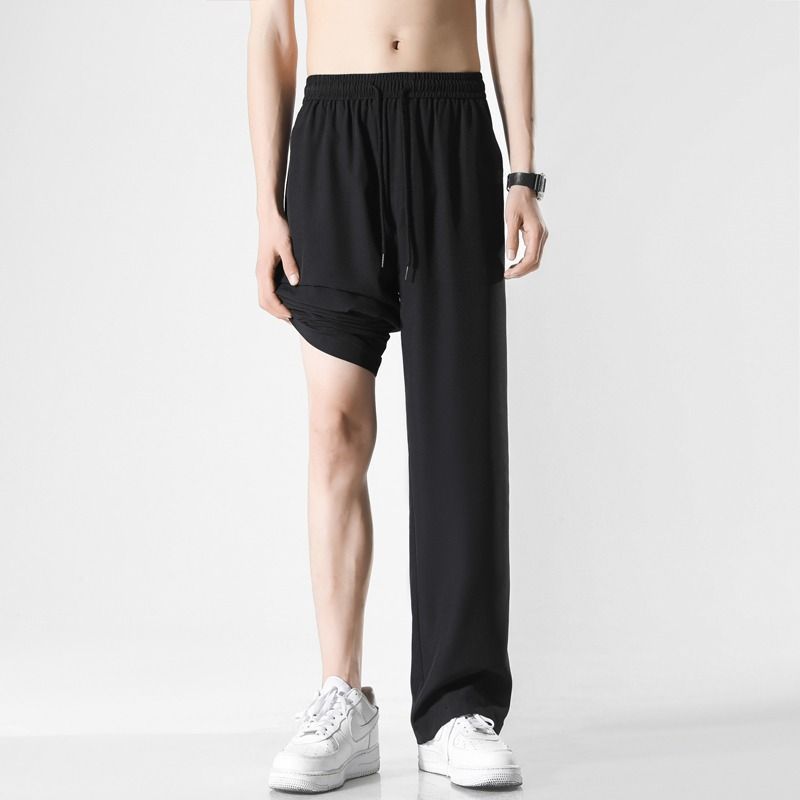 Mens Summer Ice Silk Joggers With Micro Elastic Stretch For Casual Youth Wear