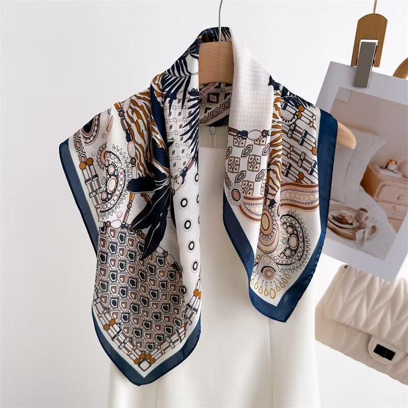 70Cm Cashew Print Scarf Universal Imitation Silk High-End Square Scarf Clothing Accessories Kerchief Shawl Protection Headscar