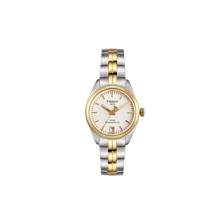 Tissot Men's White Pr100 Series Mechanical Movet 100M Water Resistant Watch 33Mm Dial Stainless Steel Case Stainless Steel Bracelet T101.207.22.031.00