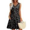 Damen Sommerkleider Lockeres V-Ausschnitt Ärmelloses Sommerkleid Kleid Mit Taschen