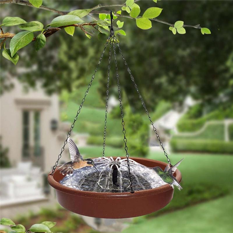 AD23-Water Feeder Hangable Sturdy Bird Solar Sprinkler Pedestal Bird Bath Fountain