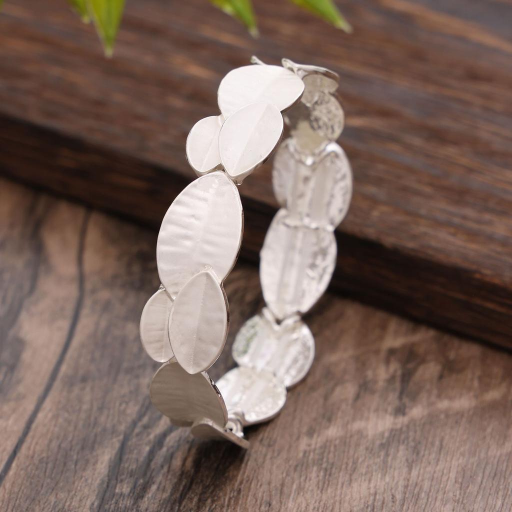 New Color Painting Oil Geometric Leaf Elastic Bracelet, Summer Small Fresh Women's Versatile Leaf Bracelet