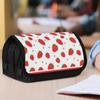 1pc Double Layer Flip Pencil Case - Polka Dot Strawberry Pattern, Large Capacity, Portable Polyester Pen Storage Bag with Zipper Closure, Ideal for Sc