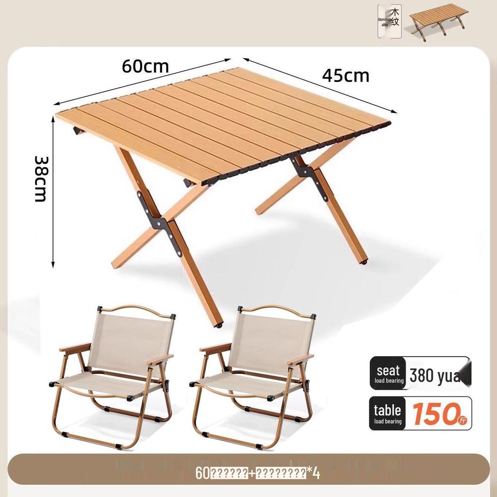 Collapsible Metal Table and Chair Set for Outdoor Use - Ideal for Camping, Patio, Night Markets, and Street Vending