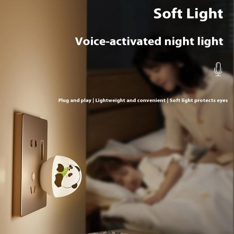 Intelligent Voice Usb Night Light Mini Voice Control Soft Lights Nights Lighter Bedroom Bathroom Creative Cute Panda Lamp