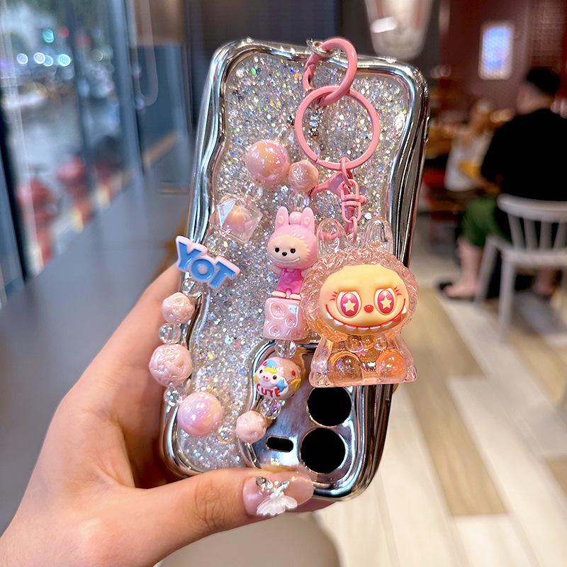 Oil Cartoon Labu Mobile Phone Case Bead Chain Beaded Keychain Doll Schoolbag Quicksand Bottle Small Pendant Gift Bubu