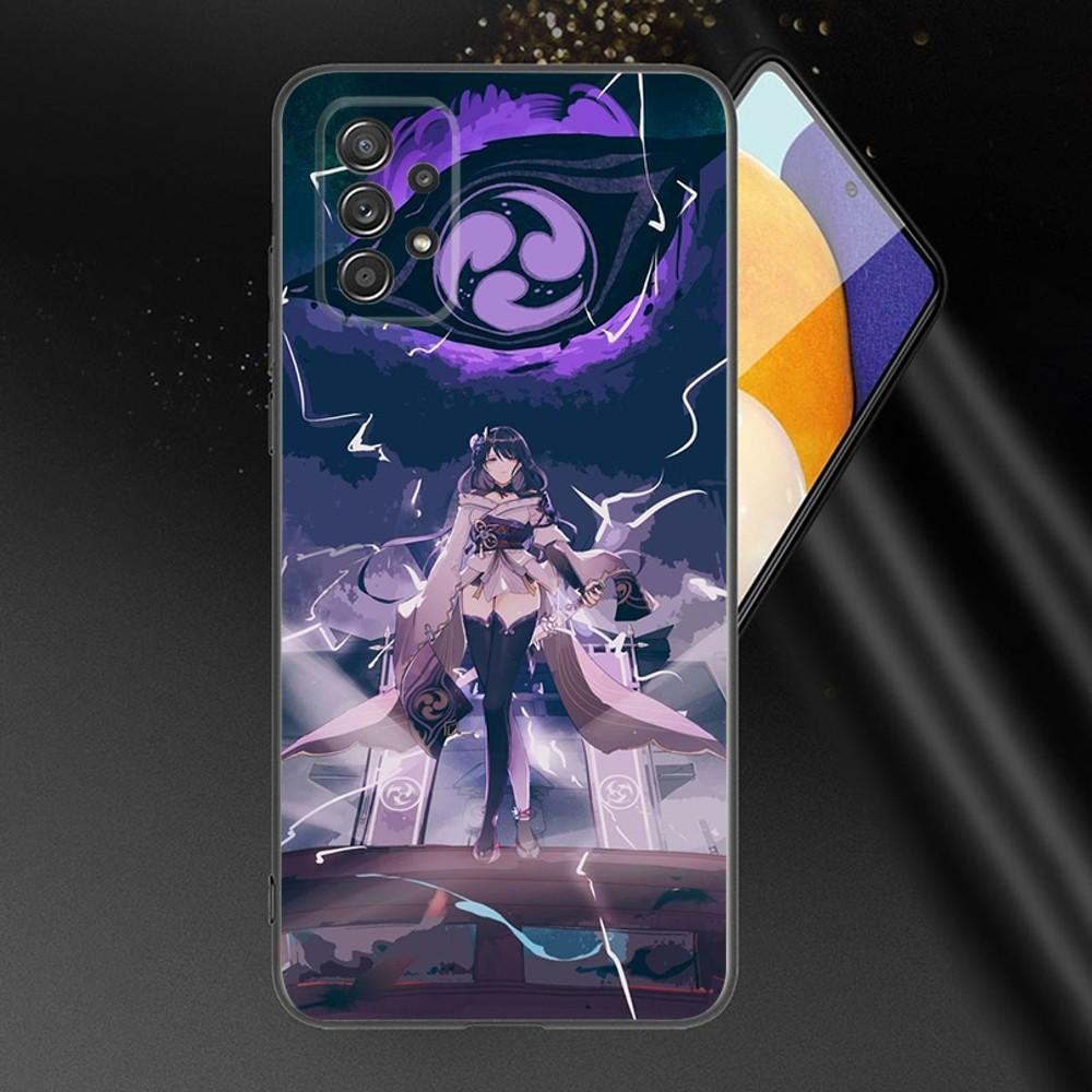 G-Genshin Impact Raiden Shogun Phone Case For Samsung Galaxy A13,A21s,A22,A31,A32,A52,A53,A71,A80,A91 Soft Black Phone Cover