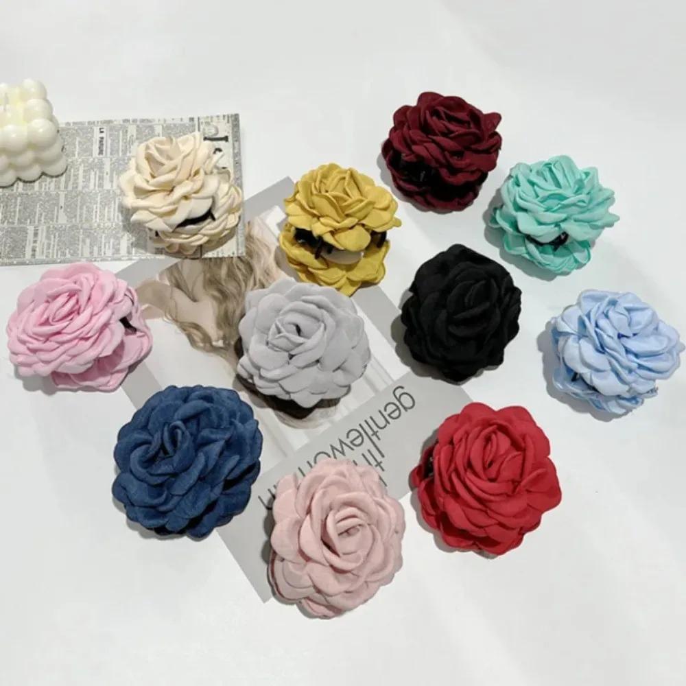 Pinze per Capelli a Forma di Fiore di Rosa in Tessuto Stile Francese, Eleganti Fermagli per Capelli Pinzette Accessori per Capelli Regalo per Donne Ragazze