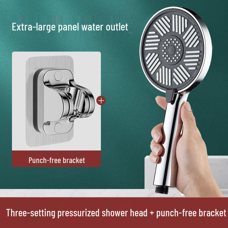 Trycksatt duschhuvud med stor panel och 3 inställningar, inklusive slang - Bath Master Lotusdesign