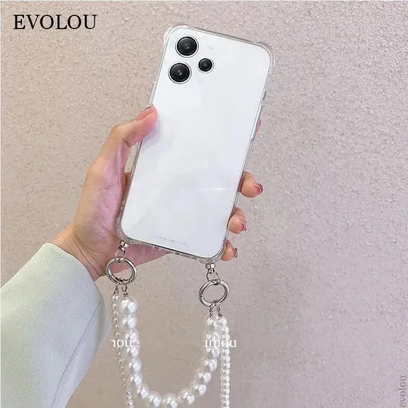 Para Xiaomi 15T Pro 17T Pro Funda con Cordón Cruzado de Cadena de Perlas Para Xiaom 17 Max Funda Trasera Transparente de Silicona Blanda a Prueba de Golpes