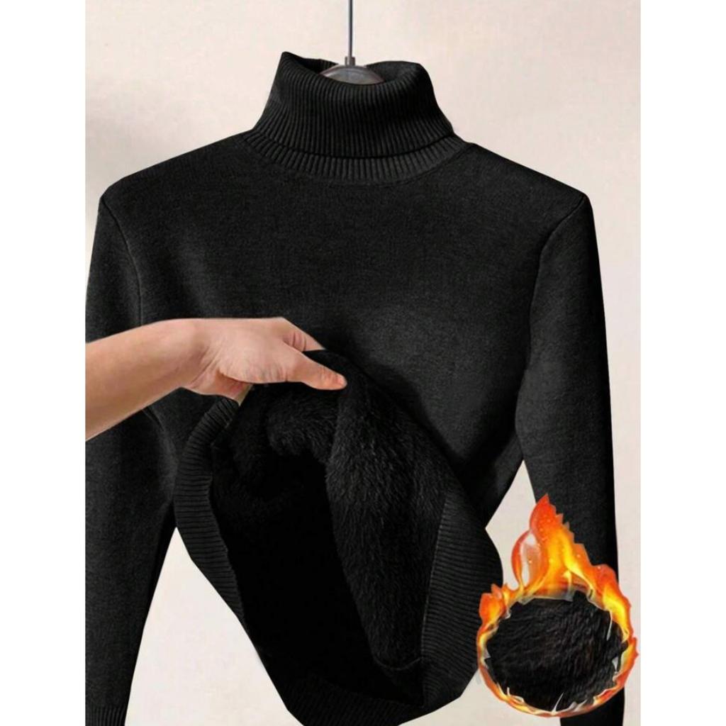 Thickened One-piece Fleece Clothes for Autumn Women, Mink Fleece Warm Top, High Neck Base Shirt for Women